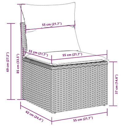 vidaXL Salon de jardin 9 pcs avec coussins Gris clair résine tressée