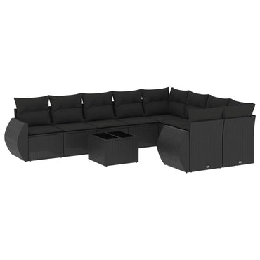 vidaXL Salon de jardin 10 pcs avec coussins Noir Résine tressée