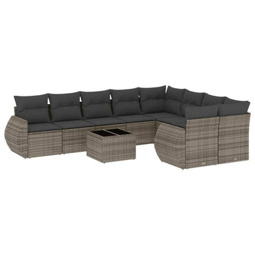 vidaXL Salon de jardin 10 pcs avec coussins résine tressée gris