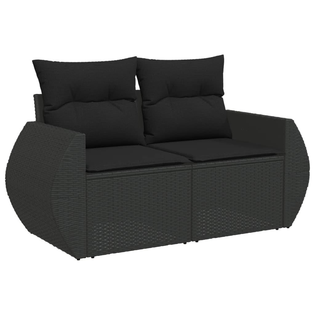 vidaXL Salon de jardin 10 pcs avec coussins Noir Résine tressée