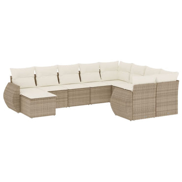 vidaXL Salon de jardin 10 pcs avec coussins beige résine tressée