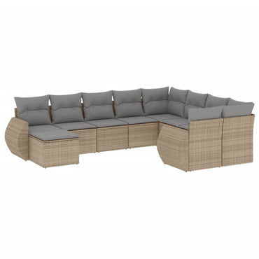 vidaXL Salon de jardin 10 pcs avec coussins beige résine tressée