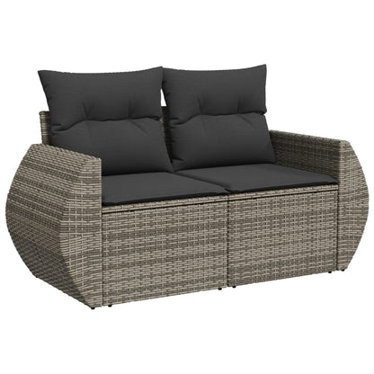 vidaXL Salon de jardin 10 pcs avec coussins résine tressée gris