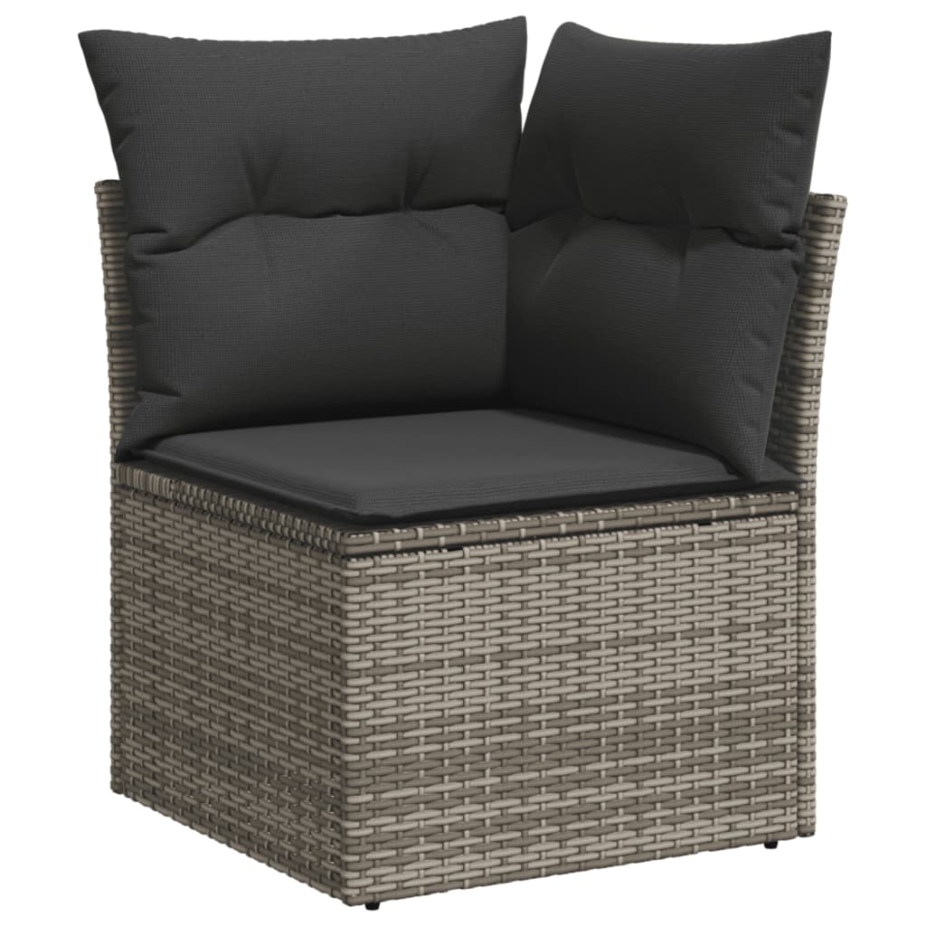 vidaXL Salon de jardin 10 pcs avec coussins résine tressée gris