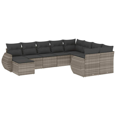 vidaXL Salon de jardin 10 pcs avec coussins gris clair résine tressée