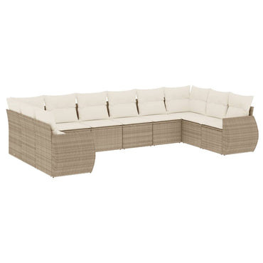 vidaXL Salon de jardin 10 pcs avec coussins beige résine tressée