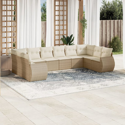 vidaXL Salon de jardin 10 pcs avec coussins beige résine tressée