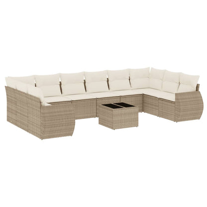 vidaXL Ensemble de canapés de jardin 11 pcs avec coussins en rotin synthétique beige