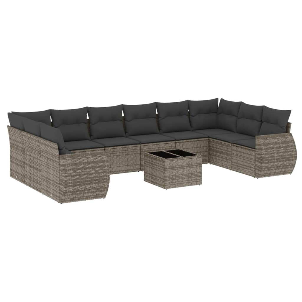 vidaXL Ensemble de canapés de jardin 11 pcs avec coussins en résine tressée gris
