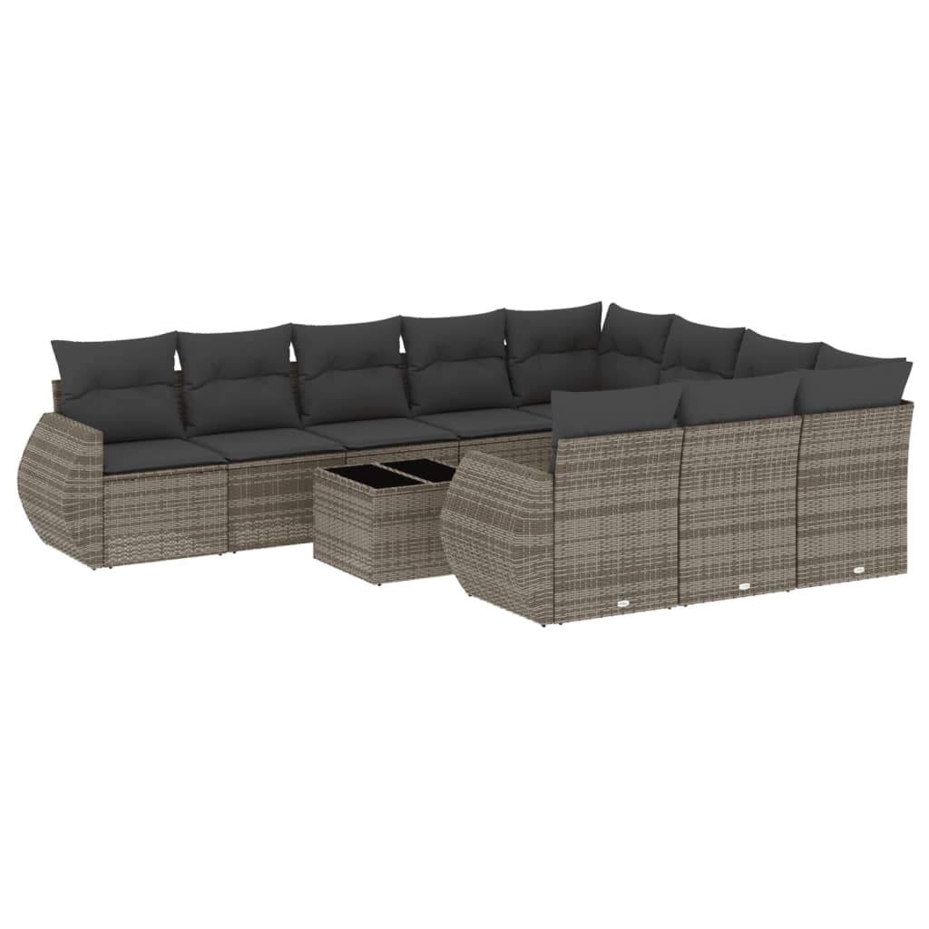 vidaXL Ensemble de canapés de jardin 11 pcs avec coussins en résine tressée gris