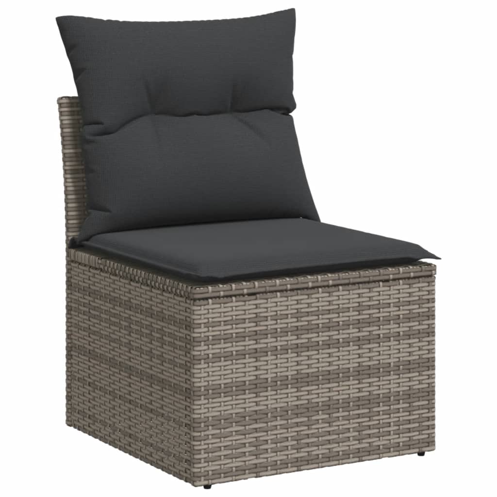 vidaXL Ensemble de canapés de jardin 11 pcs avec coussins en résine tressée gris