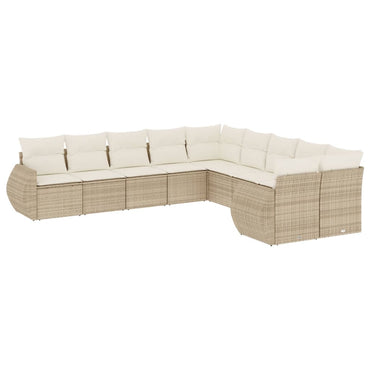 vidaXL Salon de jardin 10 pcs avec coussins beige résine tressée