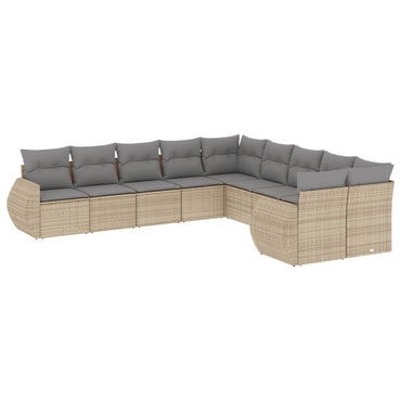 vidaXL Salon de jardin 10 pcs avec coussins beige résine tressée