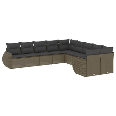 vidaXL Salon de jardin 10 pcs avec coussins gris clair résine tressée