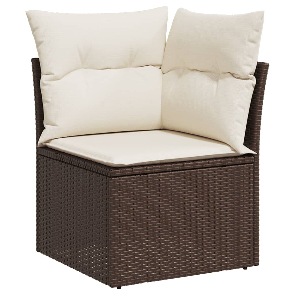 vidaXL Salon de jardin 10 pcs avec coussins résine tressée marron