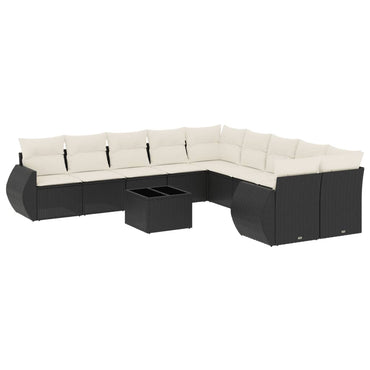 vidaXL Salon de jardin 11 pcs avec coussins Noir Résine tressée