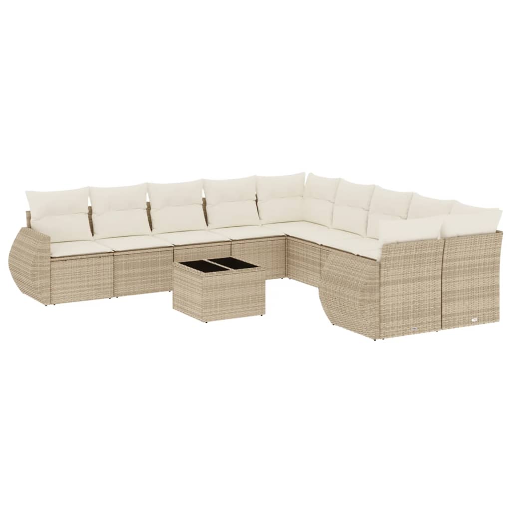 vidaXL Ensemble de canapés de jardin 11 pcs avec coussins en rotin synthétique beige