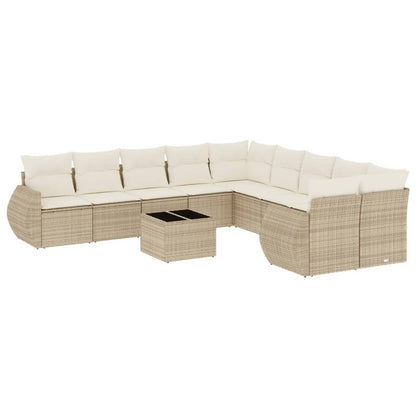 vidaXL Ensemble de canapés de jardin 11 pcs avec coussins en rotin synthétique beige