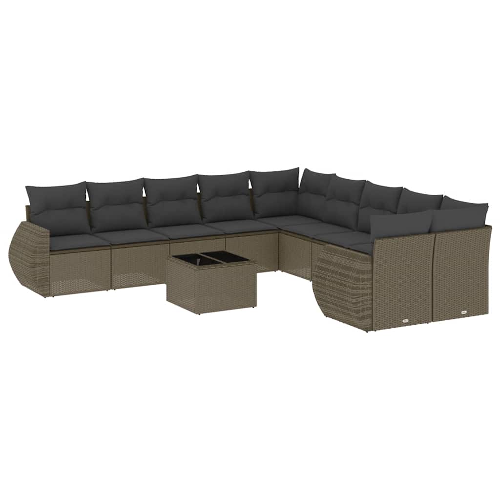 vidaXL Salon de jardin 11 pcs avec coussins Gris clair Résine tressée