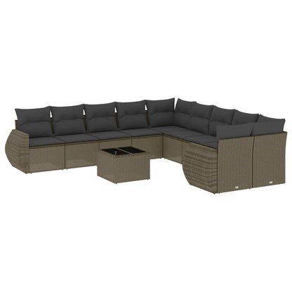 vidaXL Salon de jardin 11 pcs avec coussins Gris clair Résine tressée