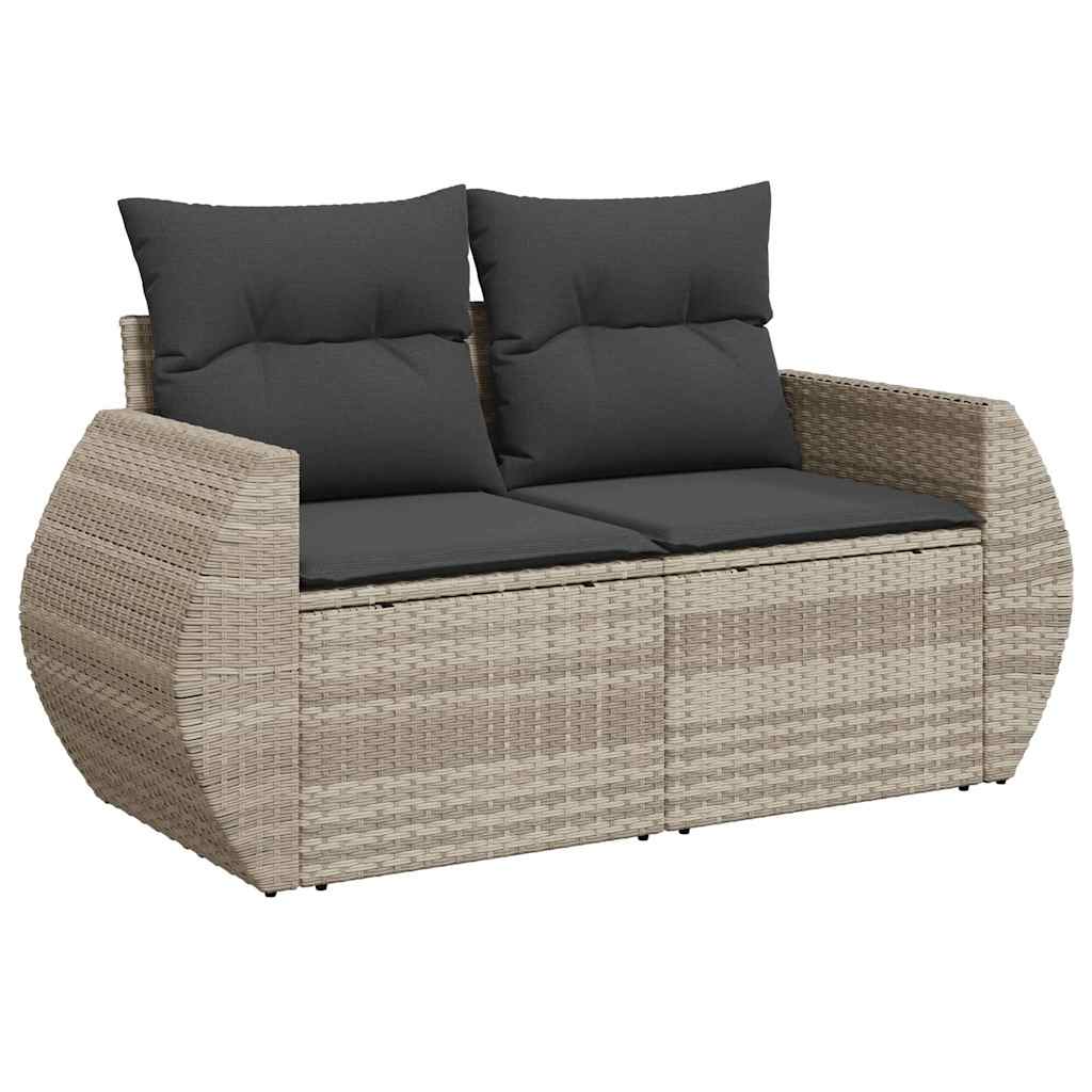 vidaXL Salon de jardin 11 pcs avec coussins Gris clair Résine tressée