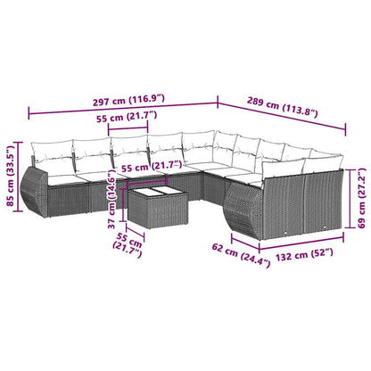 vidaXL Salon de jardin 11 pcs avec coussins Gris clair Résine tressée