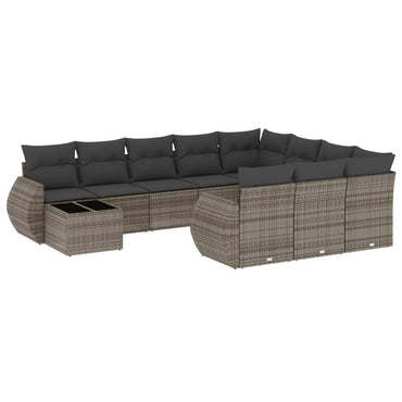 vidaXL Ensemble de canapés de jardin 11 pcs avec coussins en résine tressée gris