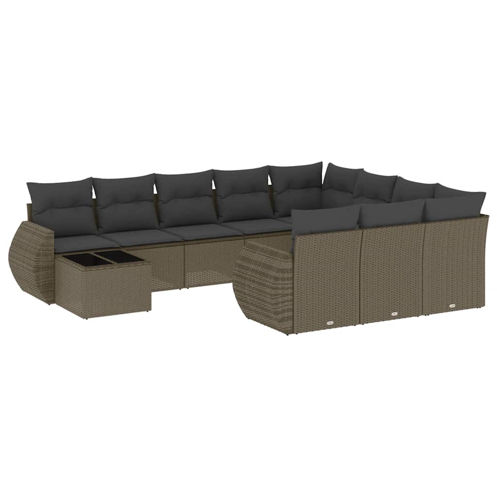 vidaXL Salon de jardin 11 pcs avec coussins Gris clair Résine tressée