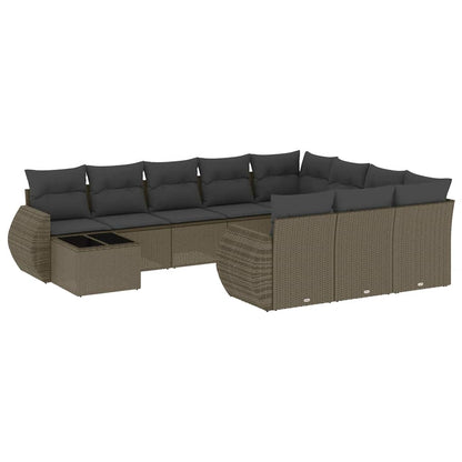 vidaXL Salon de jardin 11 pcs avec coussins Gris clair Résine tressée