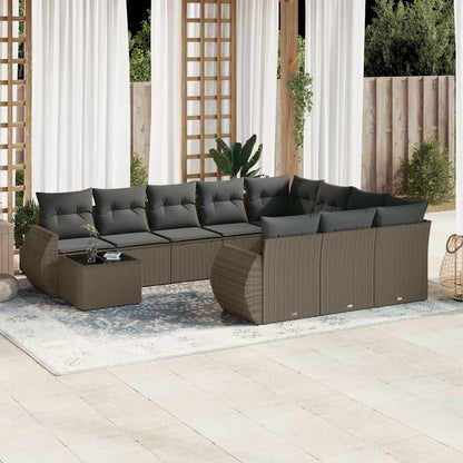 vidaXL Salon de jardin 11 pcs avec coussins Gris clair Résine tressée