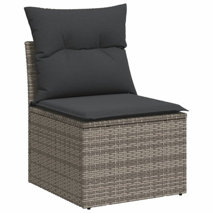 vidaXL Salon de jardin 3 pcs avec coussins Gris Résine tressée