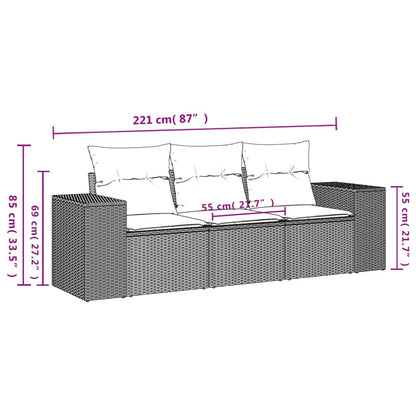 vidaXL Salon de jardin 3 pcs avec coussins Gris Résine tressée