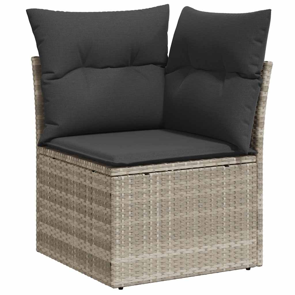 vidaXL Salon de jardin 4 pcs avec coussins Gris clair résine tressée