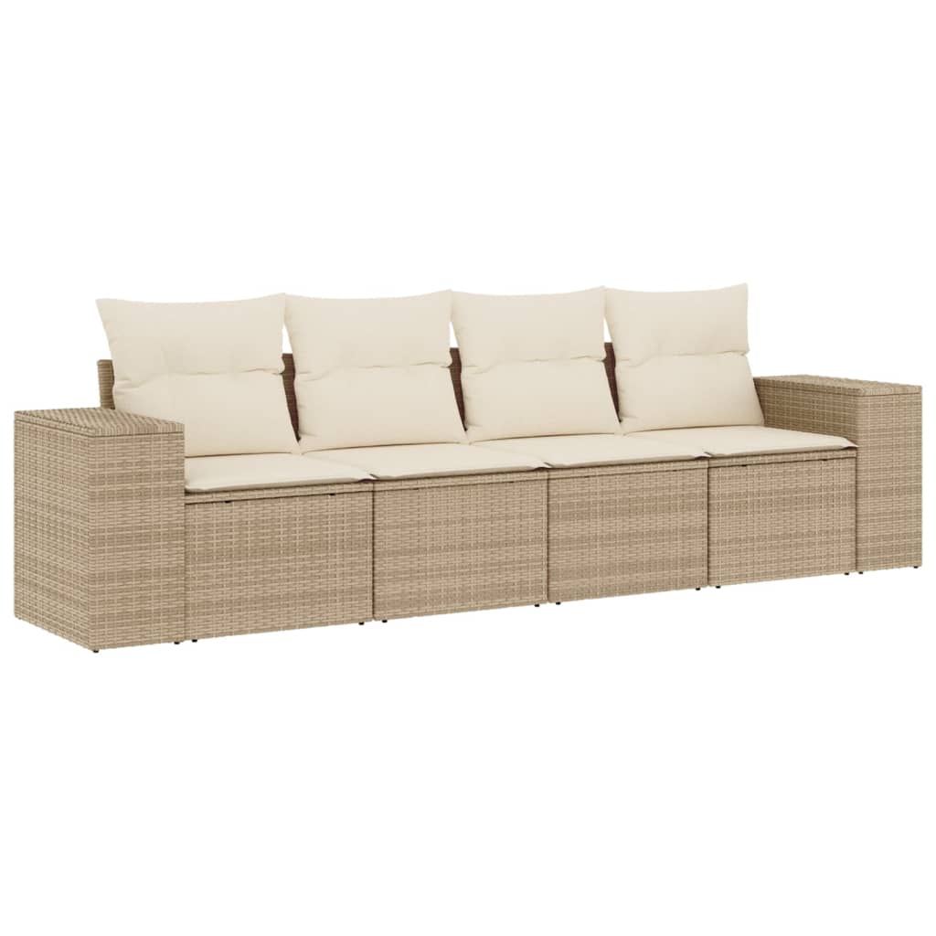 vidaXL Ensemble de canapés de jardin 4 pcs avec coussins en résine tressée beige