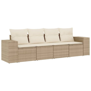 vidaXL Ensemble de canapés de jardin 4 pcs avec coussins en résine tressée beige