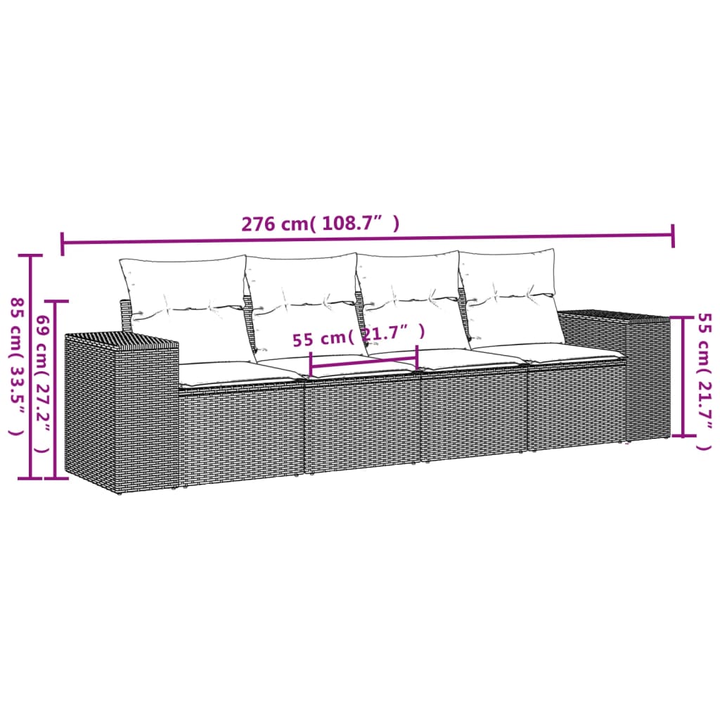 vidaXL Ensemble de canapés de jardin 4 pcs avec coussins en résine tressée beige