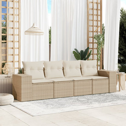 vidaXL Ensemble de canapés de jardin 4 pcs avec coussins en résine tressée beige