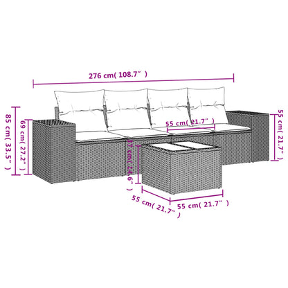 vidaXL Ensemble de canapés de jardin 5 pcs avec coussins Beige résine tressée
