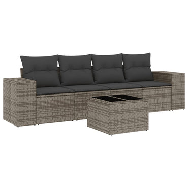 vidaXL Ensemble de canapés de jardin 5 pièces avec coussins en rotin synthétique gris