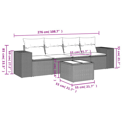 vidaXL Ensemble de canapés de jardin 5 pièces avec coussins en rotin synthétique gris