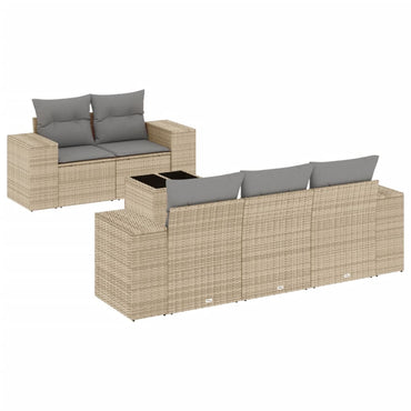 vidaXL Salon de jardin 6 pcs avec coussins beige résine tressée