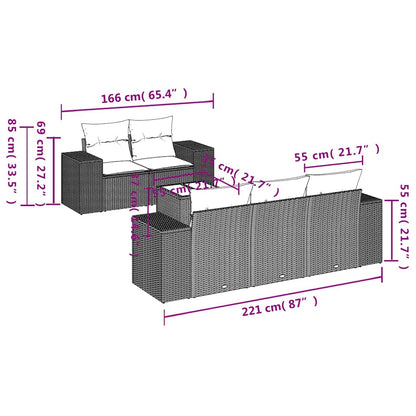 vidaXL Salon de jardin 6 pcs avec coussins Gris clair résine tressée