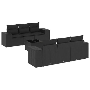 vidaXL Salon de jardin 7 pcs avec coussins Noir Résine tressée