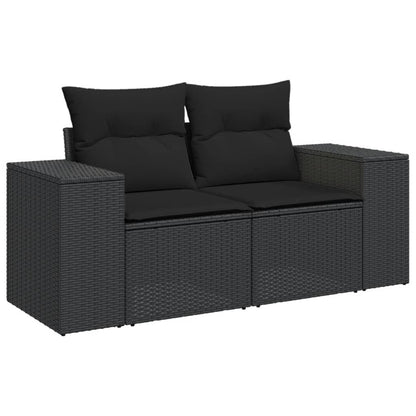 vidaXL Salon de jardin 7 pcs avec coussins Noir Résine tressée