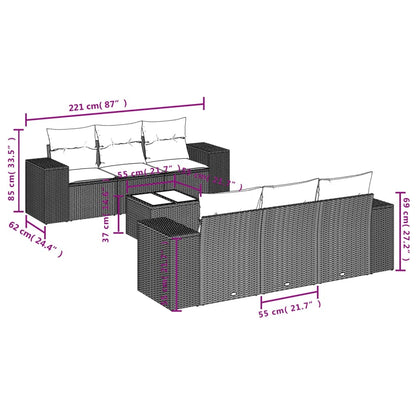 vidaXL Salon de jardin 7 pièces avec coussins en résine tressée beige