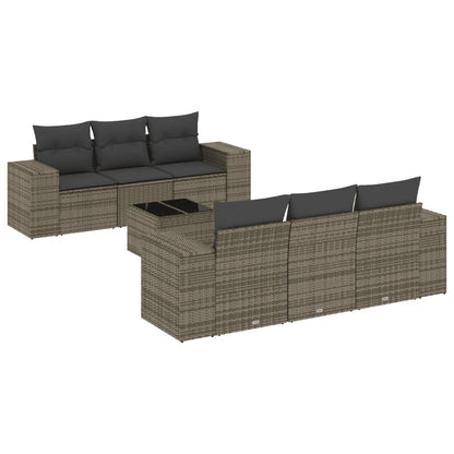 vidaXL Ensemble de canapés de jardin 7 pcs avec coussins Gris Résine tressée