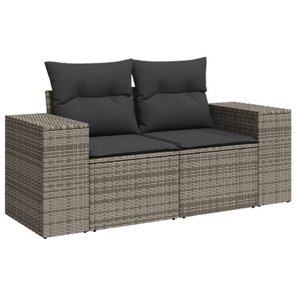 vidaXL Ensemble de canapés de jardin 7 pcs avec coussins Gris Résine tressée