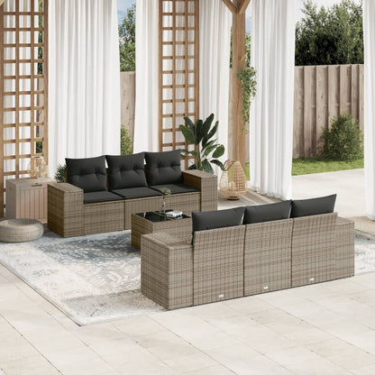 vidaXL Ensemble de canapés de jardin 7 pcs avec coussins Gris Résine tressée
