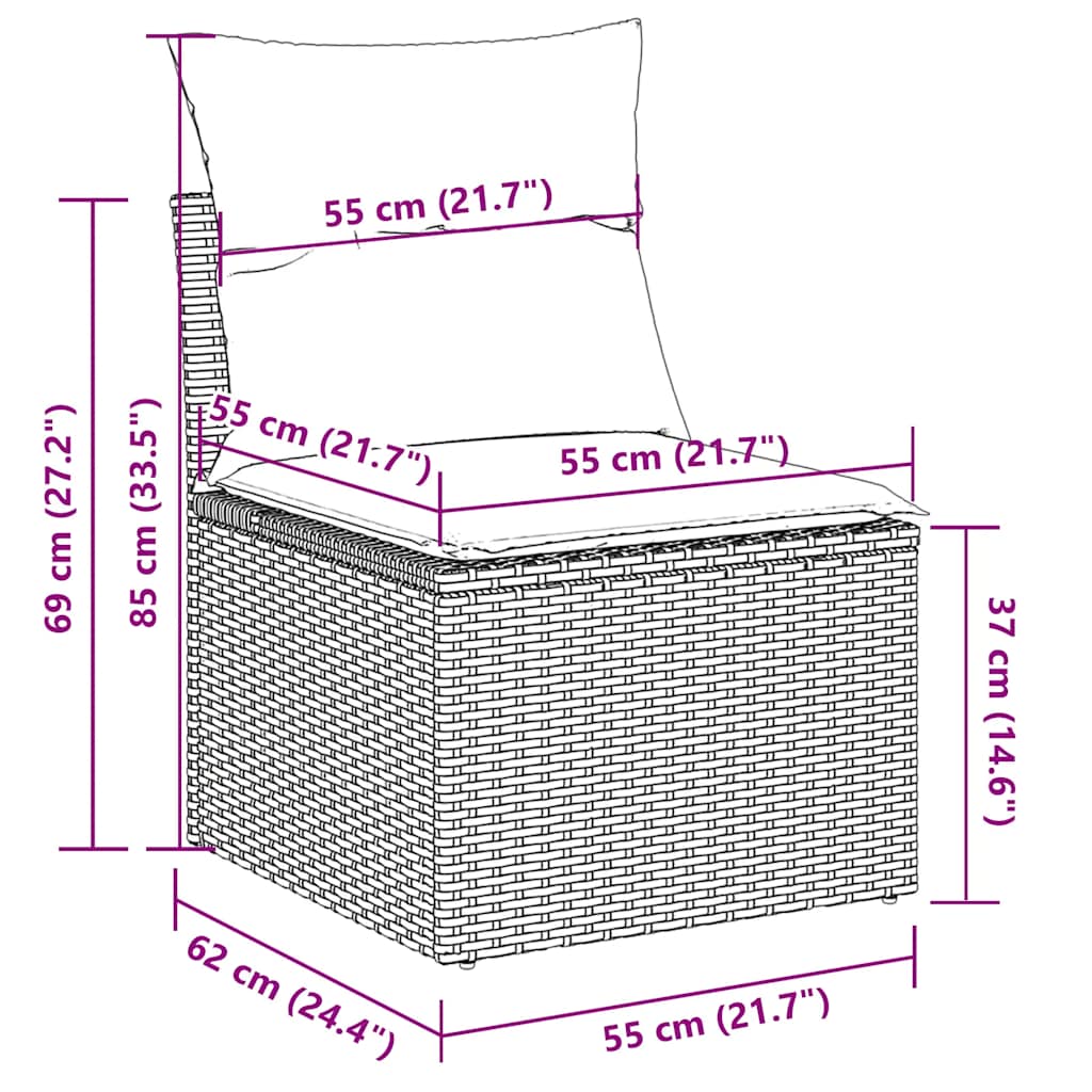 vidaXL Salon de jardin 7 pièces avec coussins Gris clair résine tressée