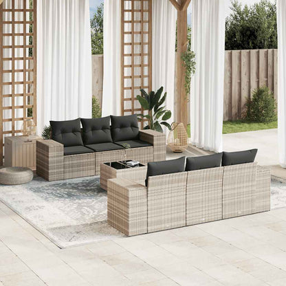 vidaXL Salon de jardin 7 pièces avec coussins Gris clair résine tressée